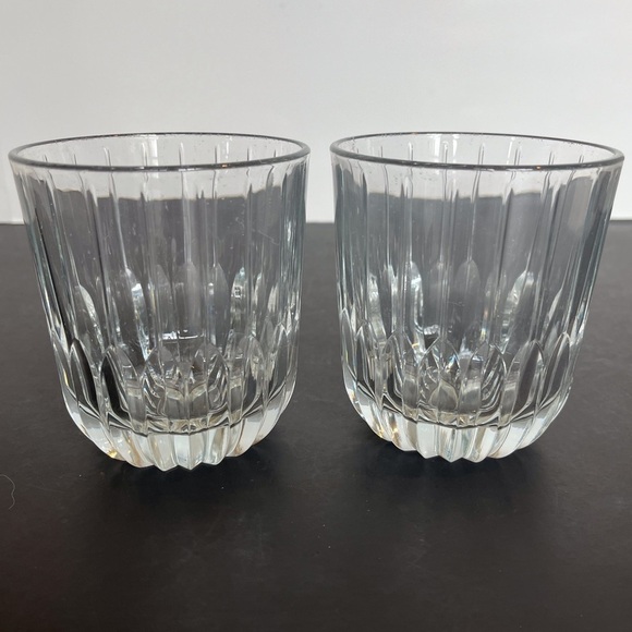 Set of Two Beveled Cut Glass Heavy Lowball Glasses - Picture 11 of 11